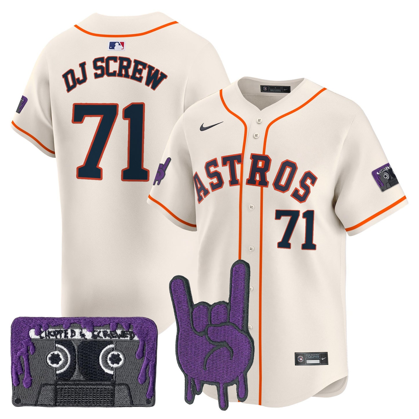 Houston Astros DJ Screw Patch Vapor Premier Limited Jersey - All Stitched