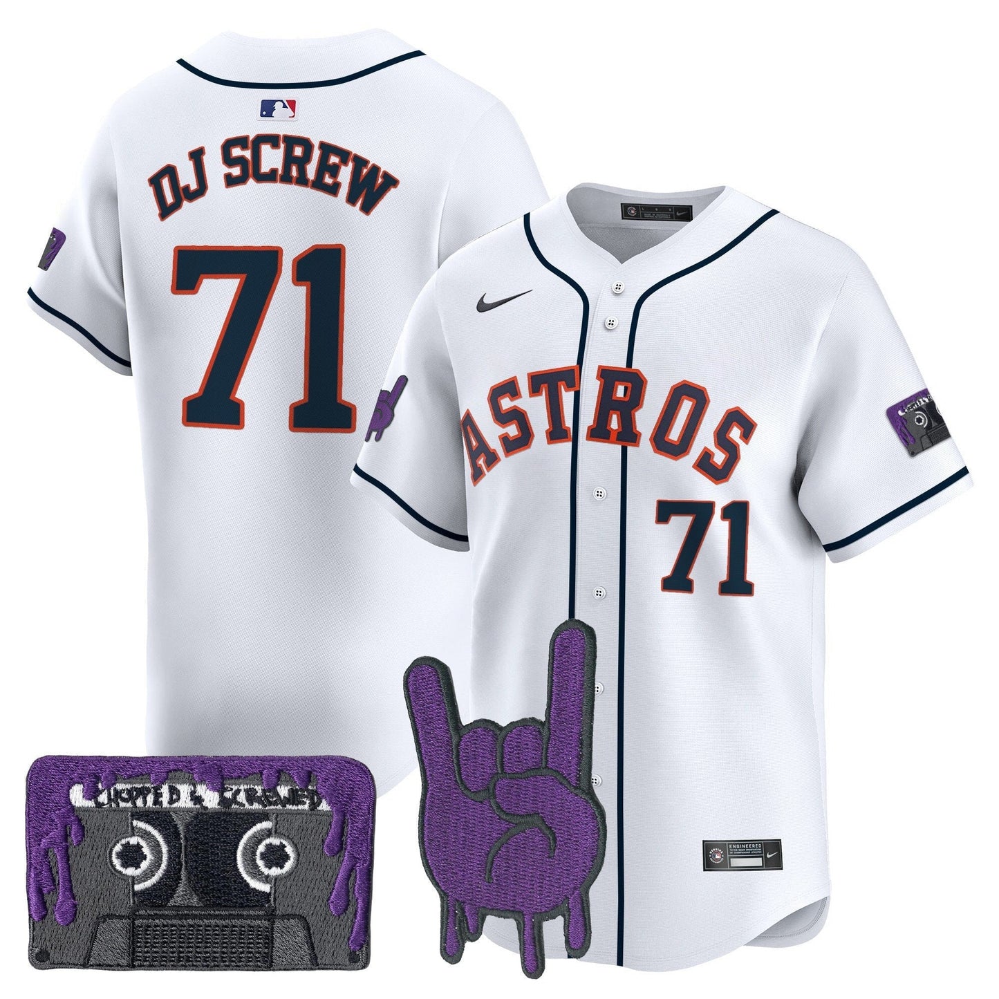 Men's Houston Astros DJ Screw Patch Vapor Premier Limited Jersey - All Stitched