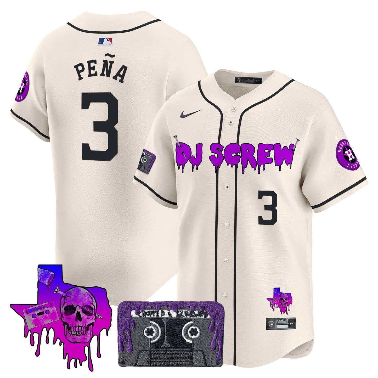 Men's Houston Astros DJ Screw Patch Vapor Premier Limited Jersey V2 - All Stitched