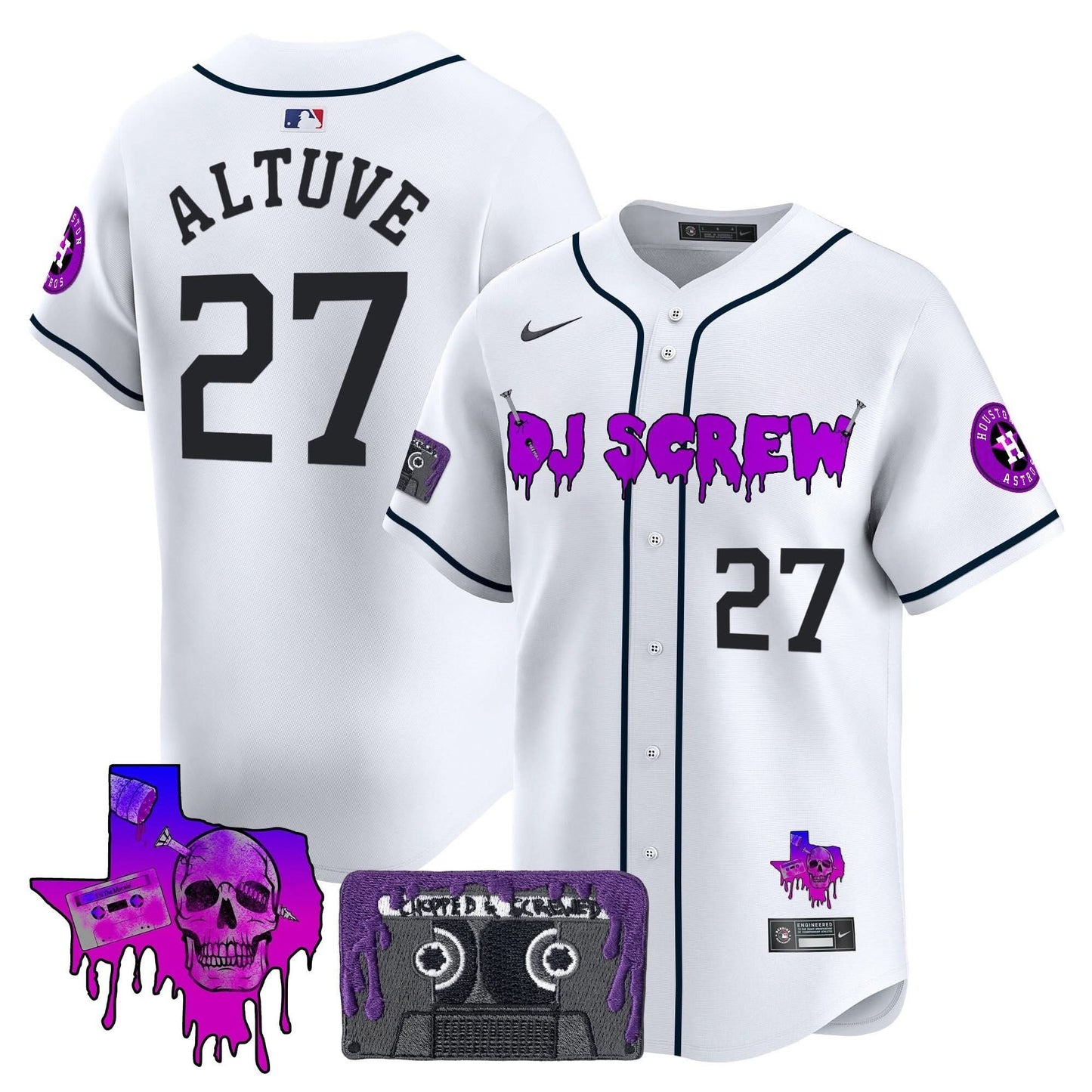 Men's Houston Astros DJ Screw Patch Vapor Premier Limited Jersey V2 - All Stitched