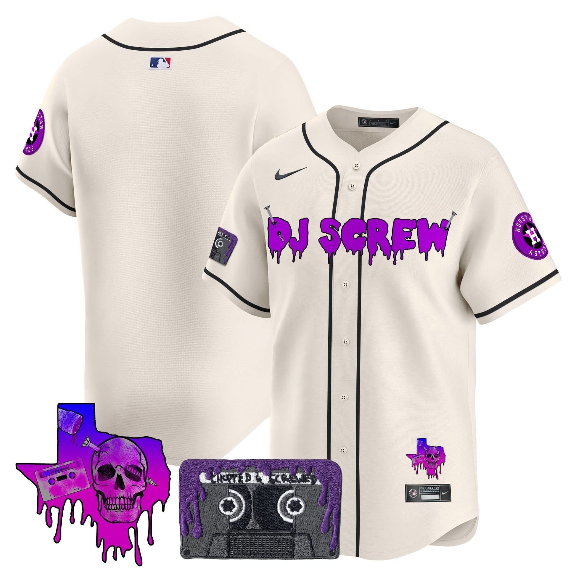 Men's Houston Astros DJ Screw Patch Vapor Premier Limited Jersey V2 - All Stitched