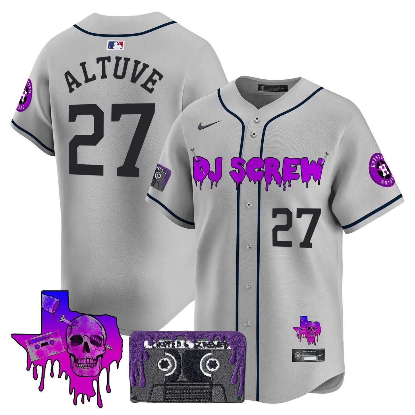 Men's Houston Astros DJ Screw Patch Vapor Premier Limited Jersey V2 - All Stitched