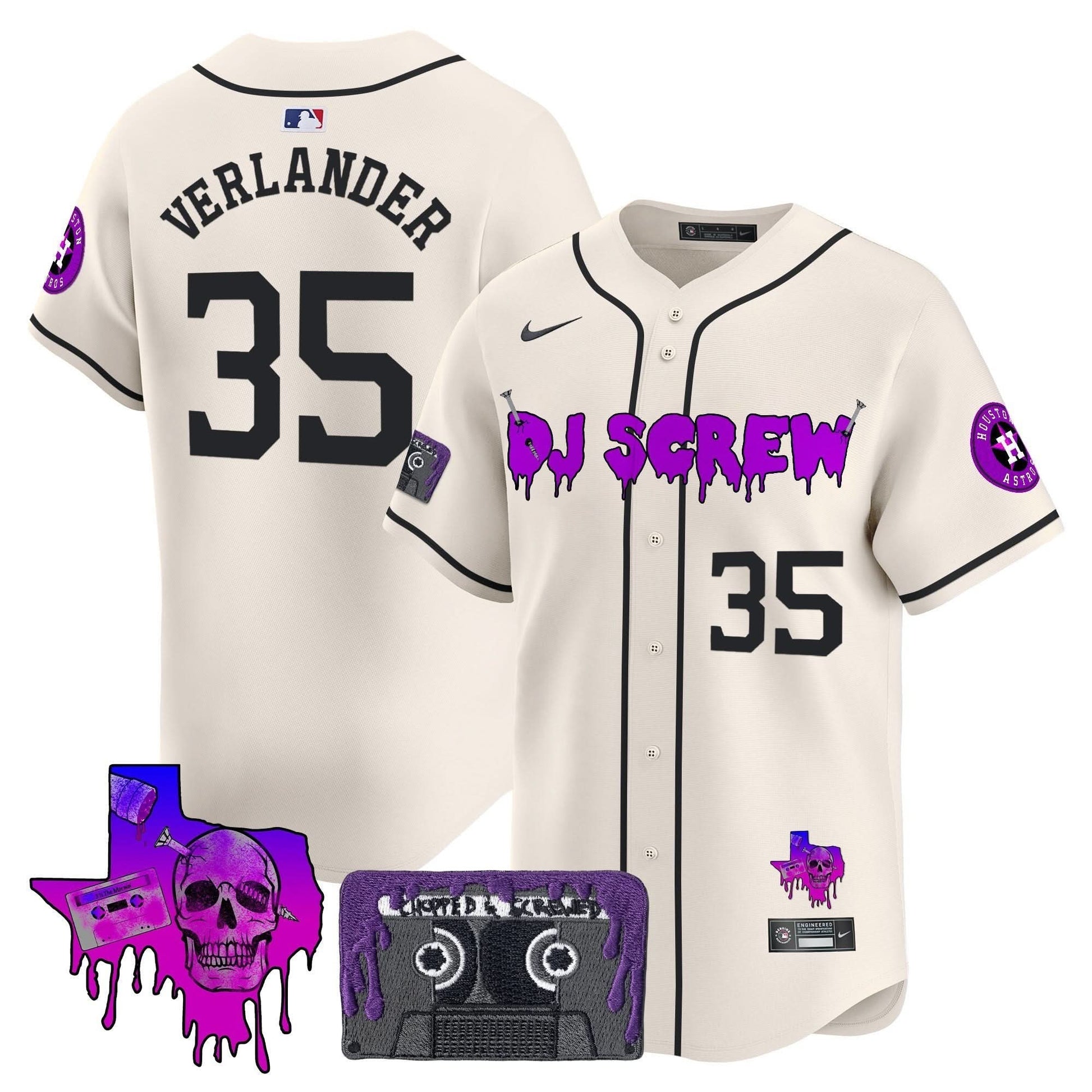 Men's Houston Astros DJ Screw Patch Vapor Premier Limited Jersey V2 - All Stitched