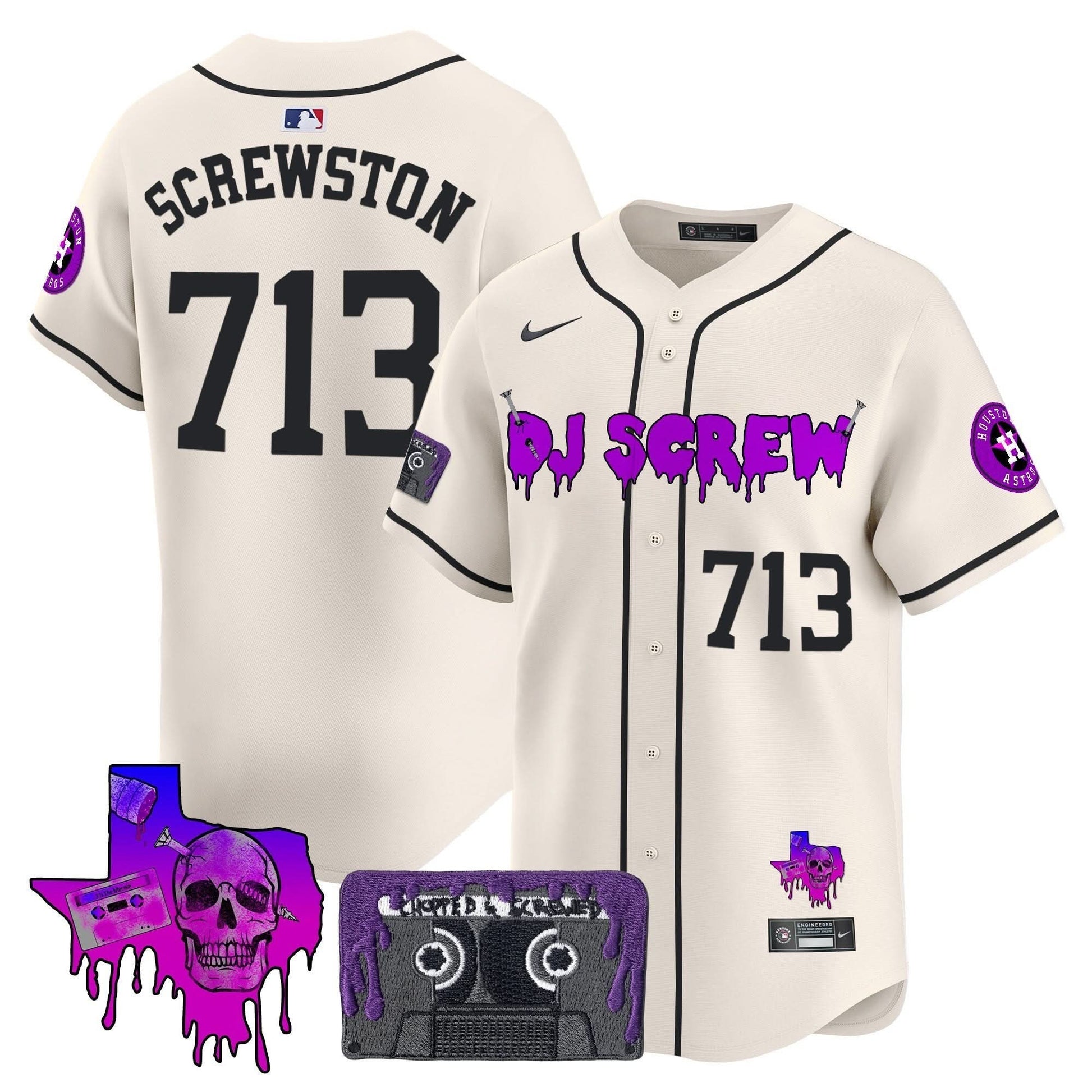 Men's Houston Astros DJ Screw Patch Vapor Premier Limited Jersey V2 - All Stitched