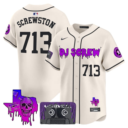 Men's Houston Astros DJ Screw Patch Vapor Premier Limited Jersey V2 - All Stitched