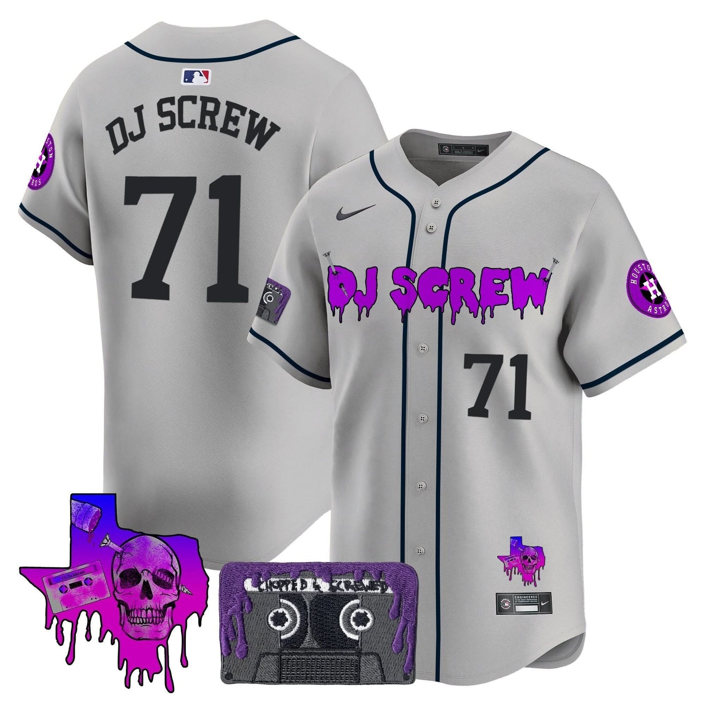 Men's Houston Astros DJ Screw Patch Vapor Premier Limited Jersey V2 - All Stitched