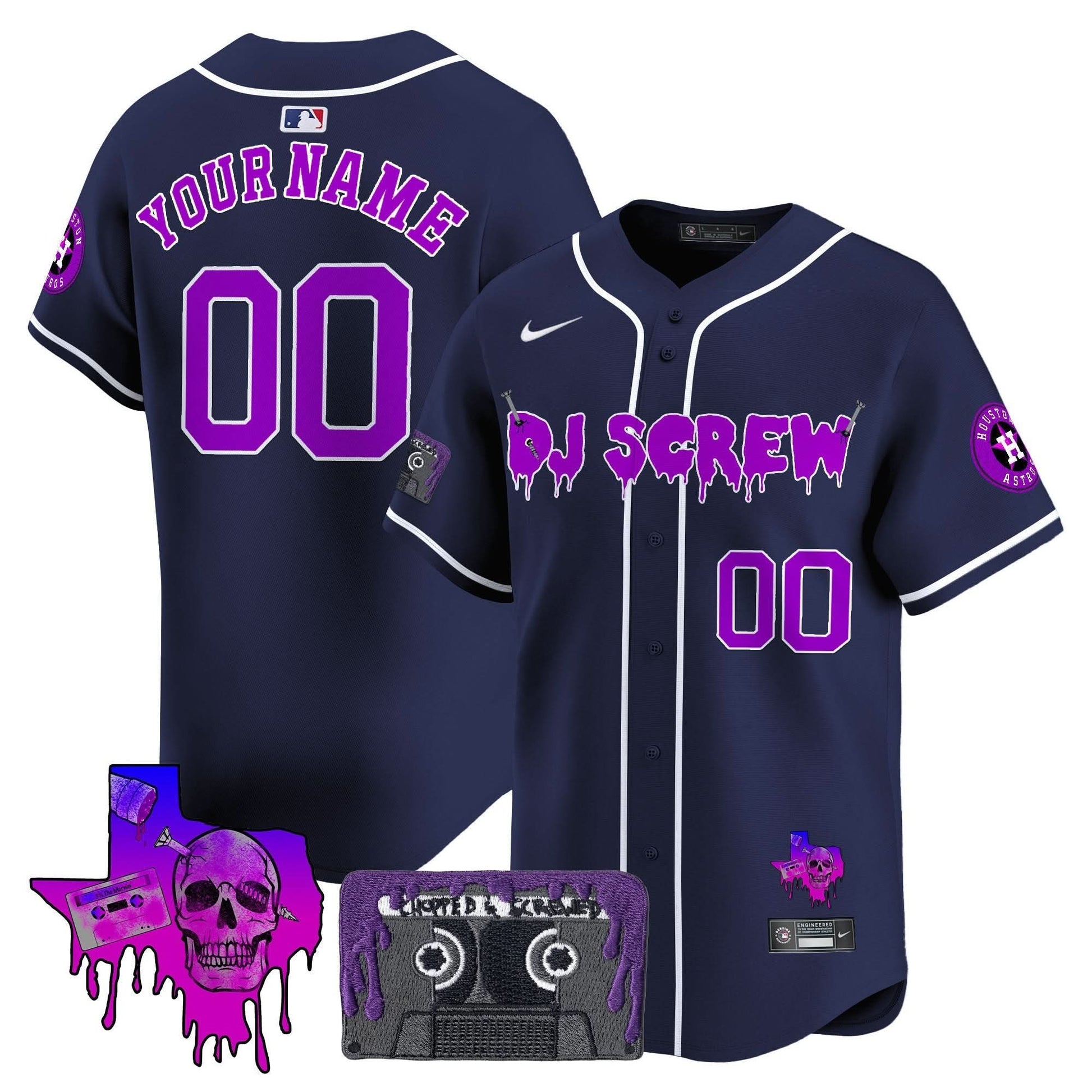 Houston Astros DJ Screw Patch Vapor Premier Limited Custom Jersey V2 - All Stitched