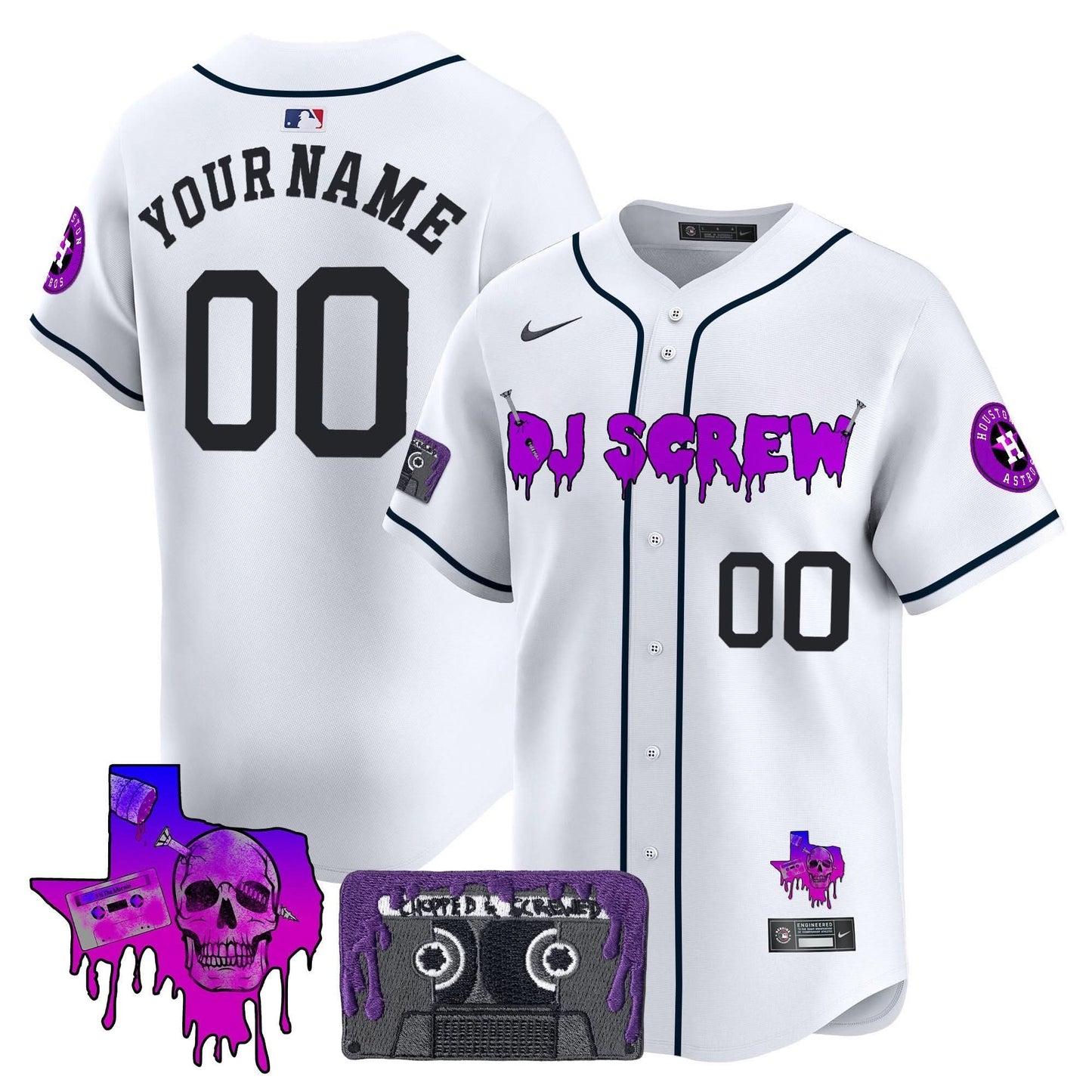 Houston Astros DJ Screw Patch Vapor Premier Limited Custom Jersey V2 - All Stitched