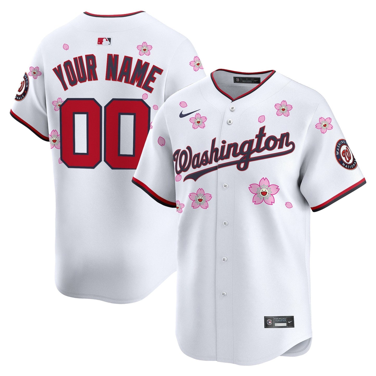 Washington Nationals Cherry Blossom Vapor Premier Limited Custom Jersey - Stitched