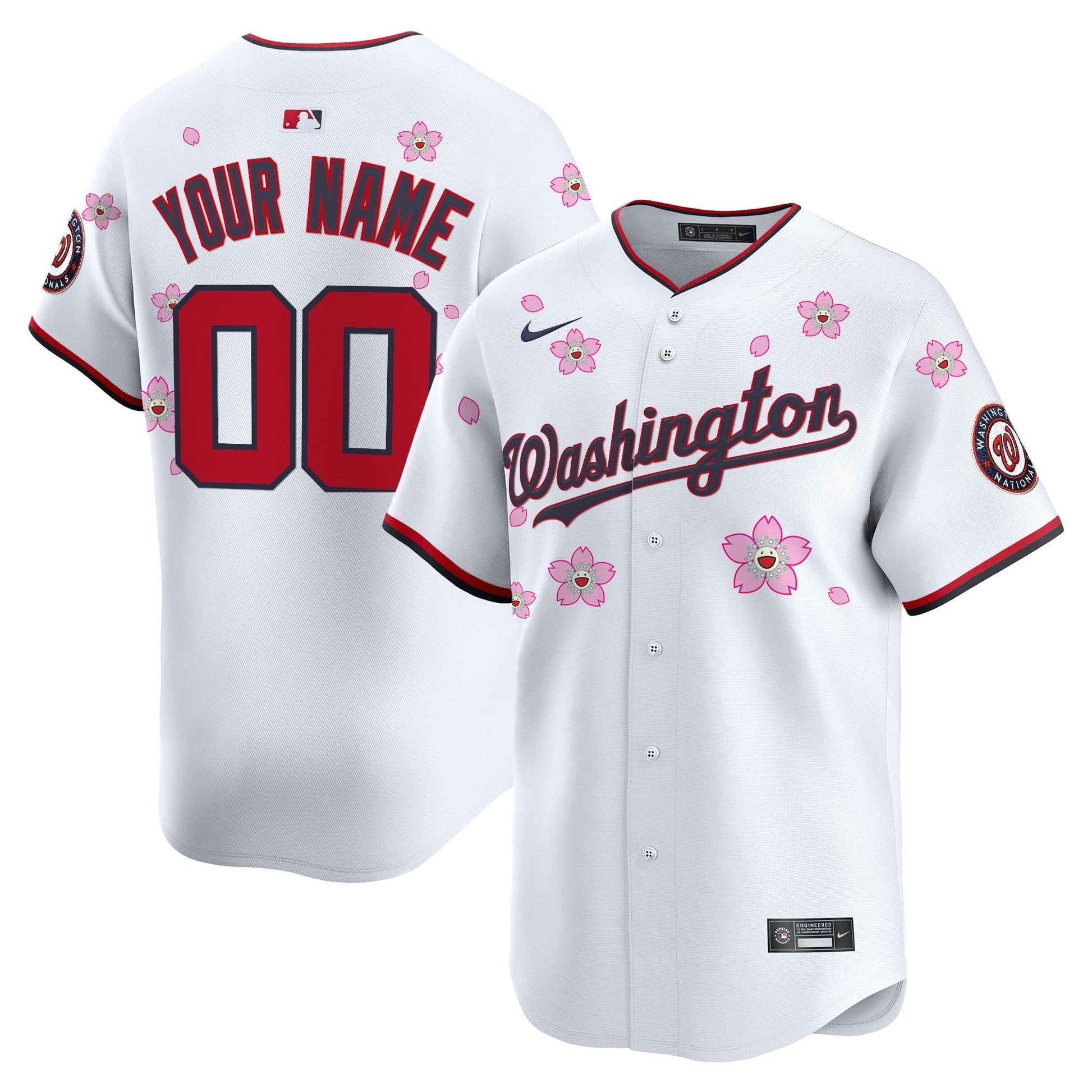 Washington Nationals Cherry Blossom Vapor Premier Limited Custom Jersey - Stitched