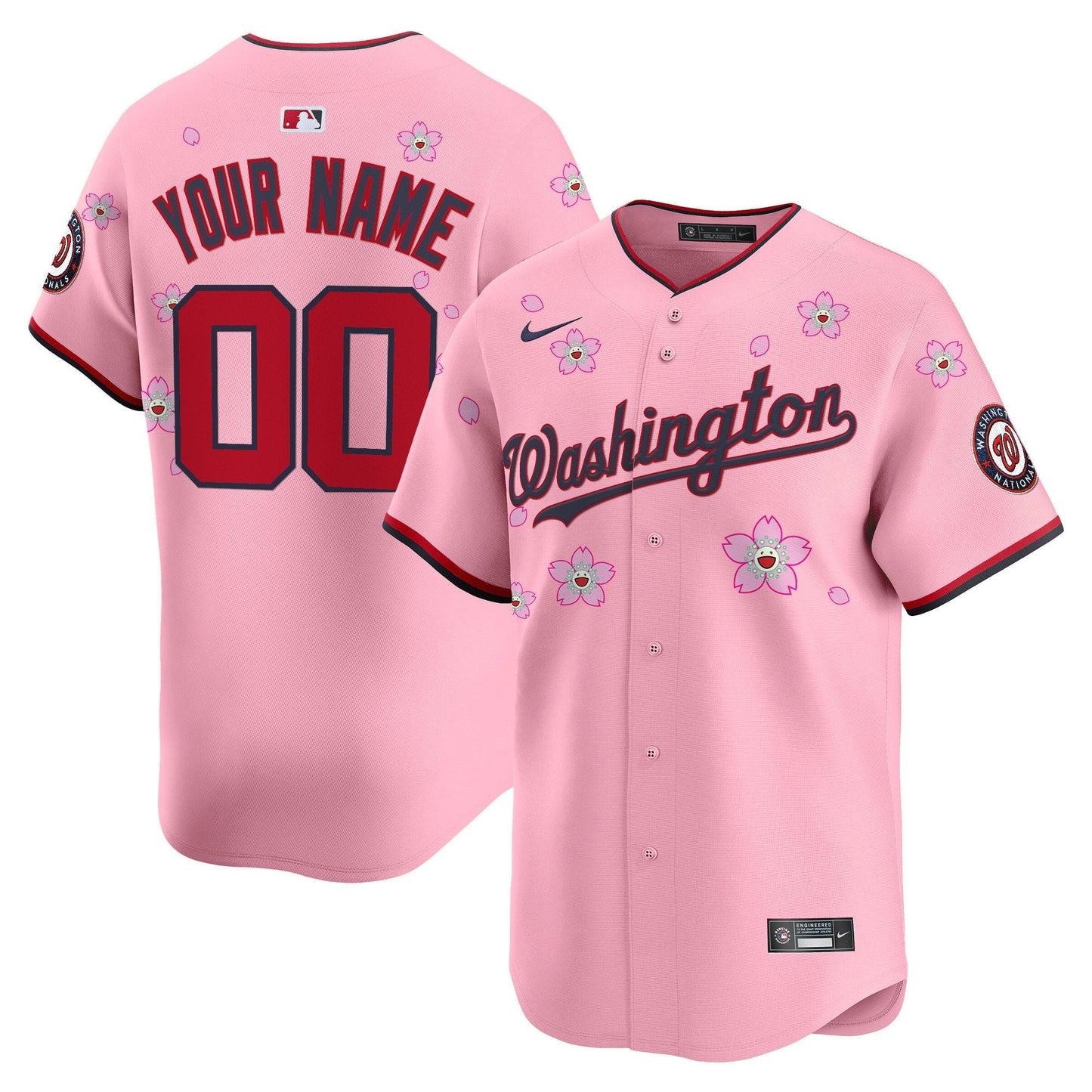Washington Nationals Cherry Blossom Vapor Premier Limited Custom Jersey - Stitched