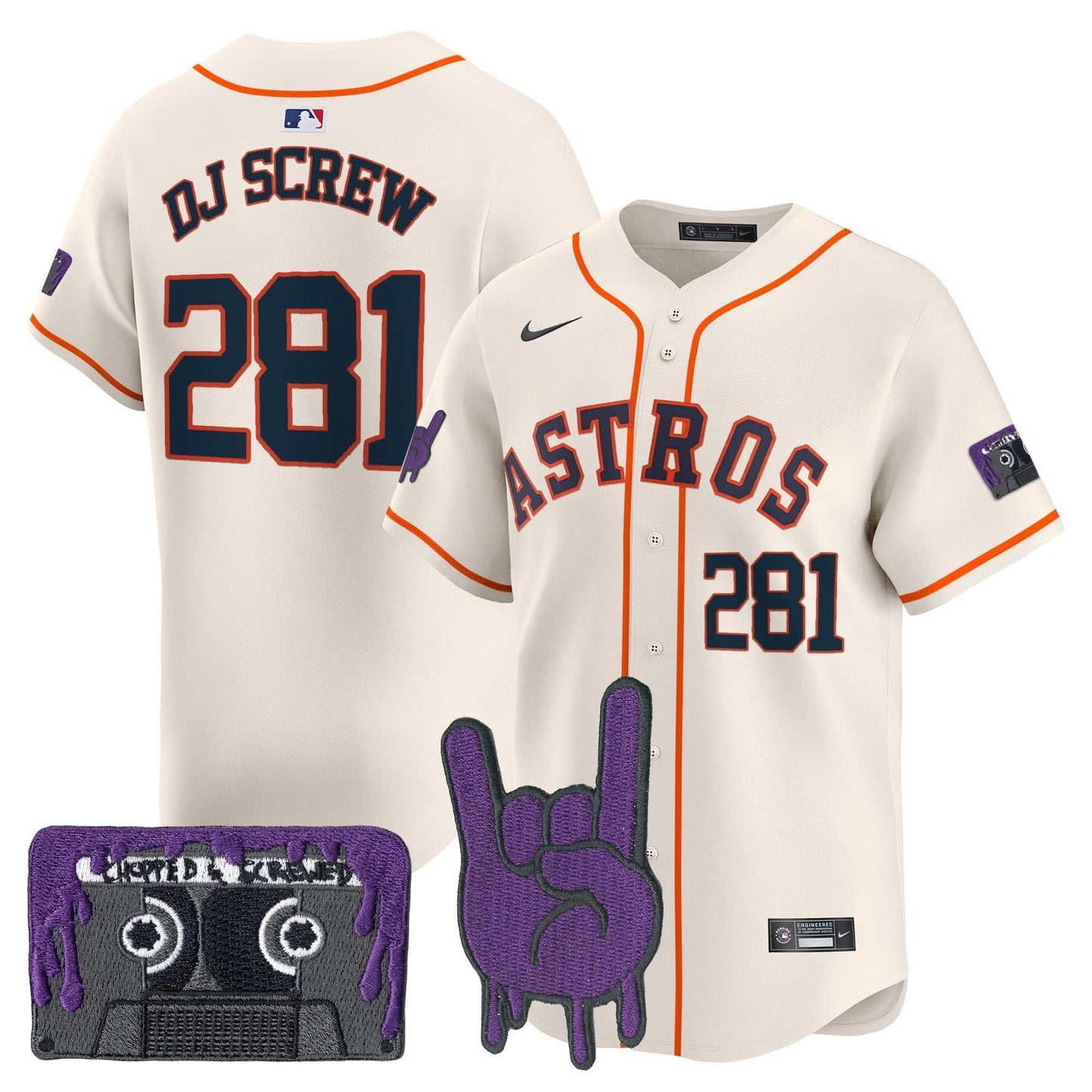 Men's Houston Astros DJ Screw Patch Vapor Premier Limited Jersey - All Stitched