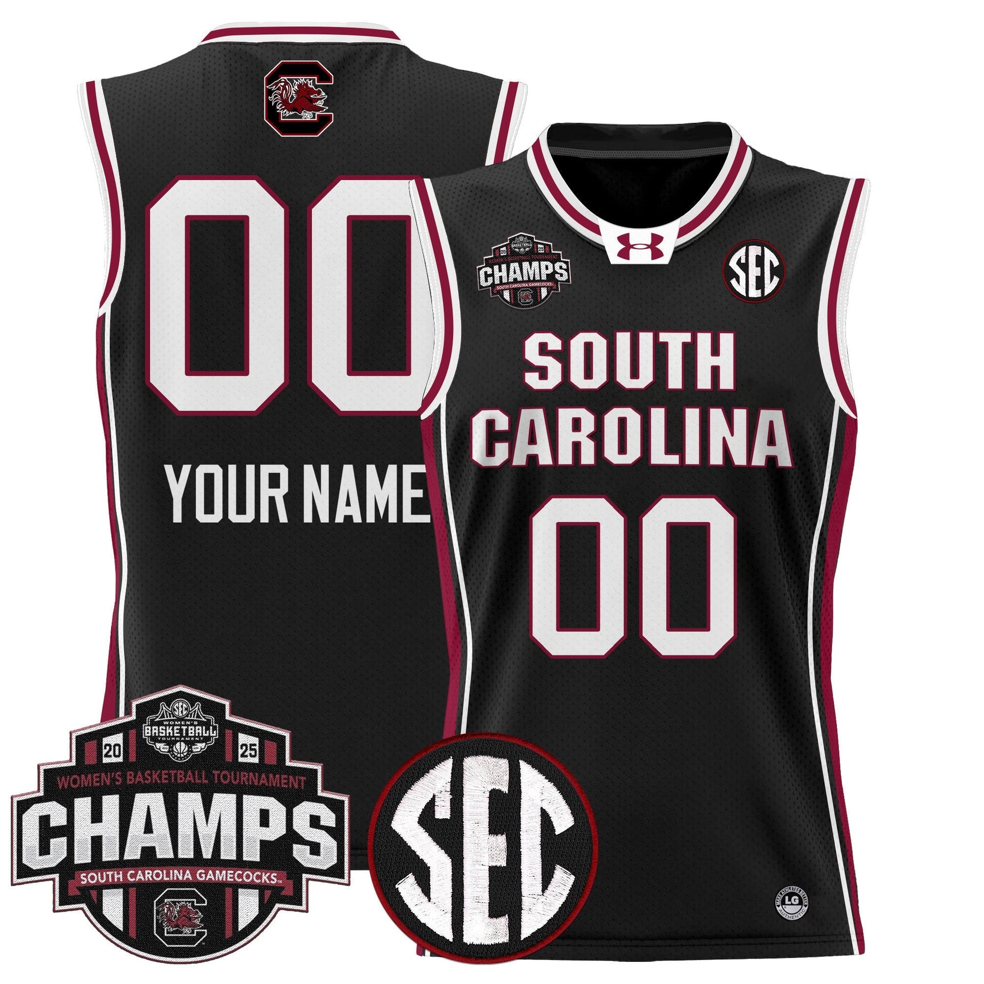South Carolina Gamecocks 2025 SEC Women's Conference Tournament Champions Lightweight Basketball Custom Jersey - All Stitched