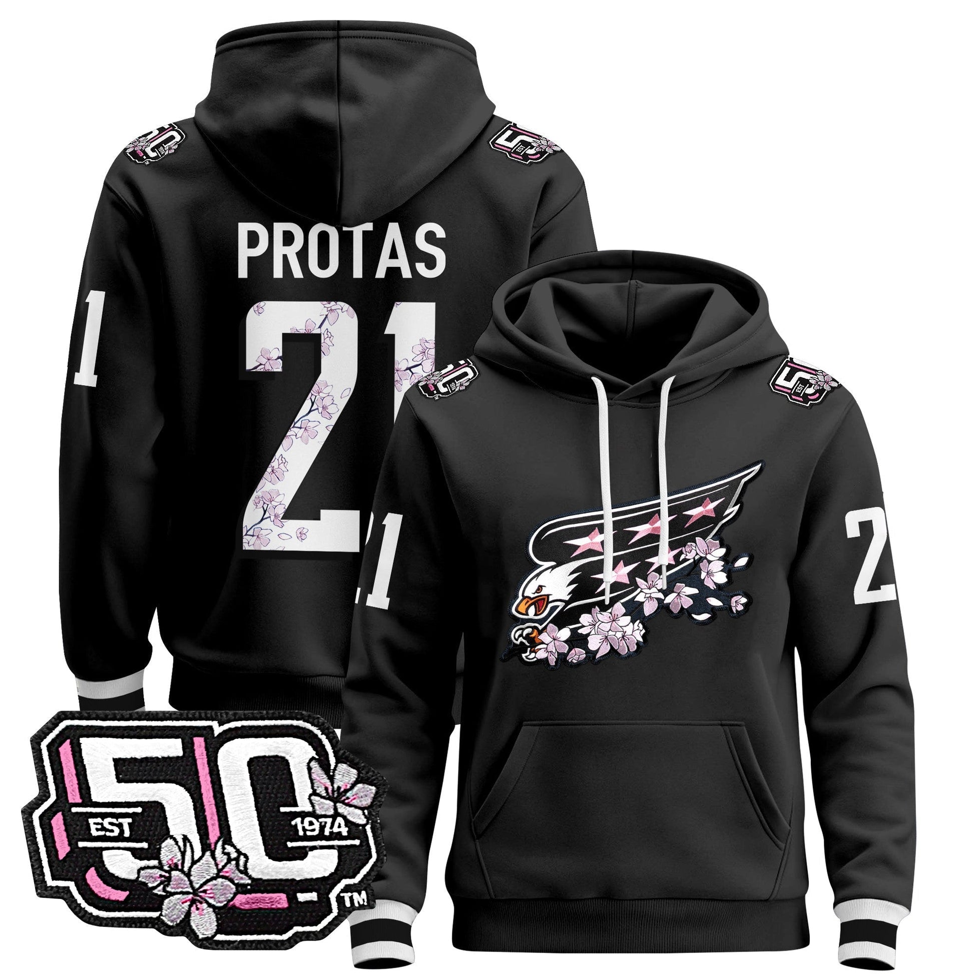 Men's Washington Capitals 50th Anniversary Cherry Blossom Pullover Hoodie - All Stitched