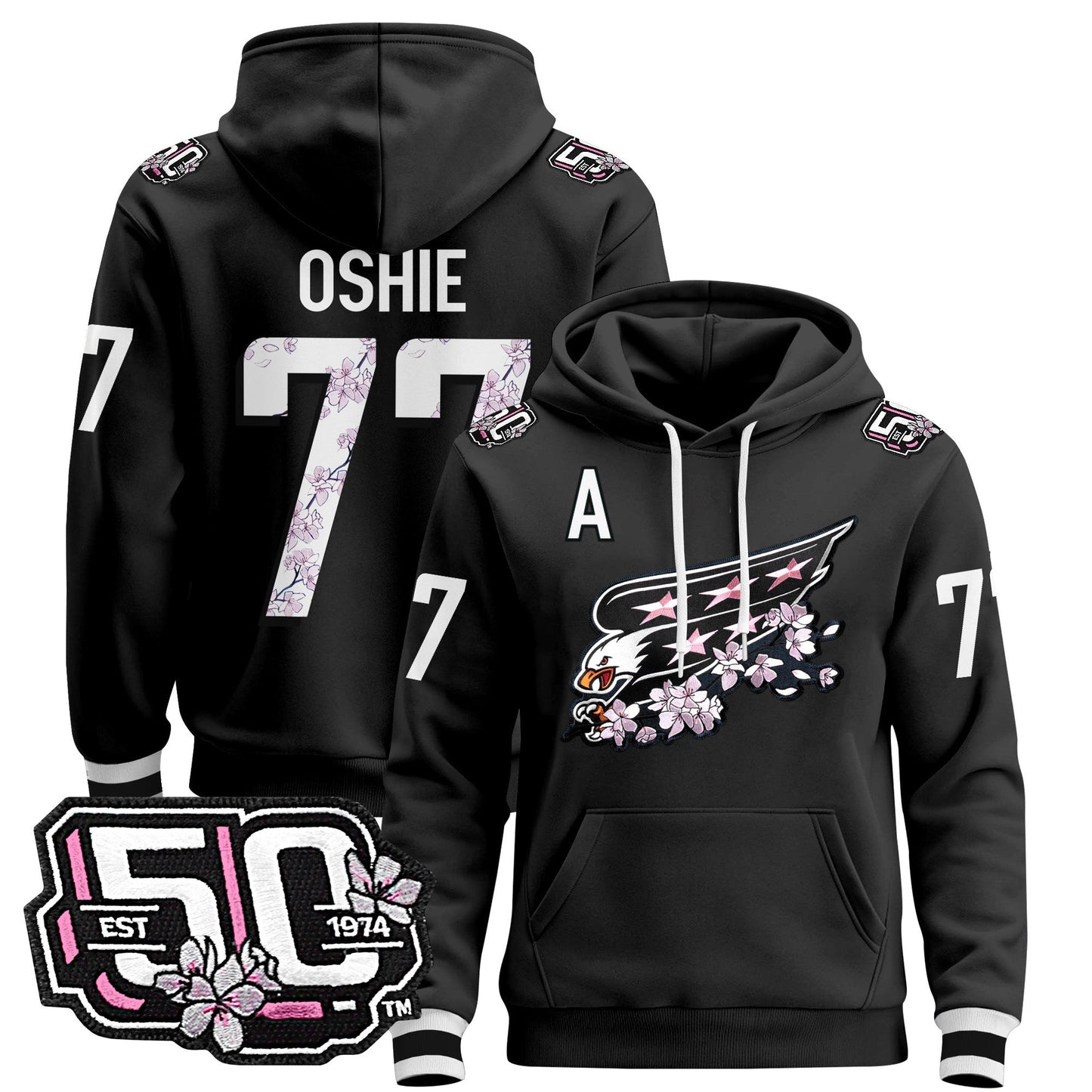 Men's Washington Capitals 50th Anniversary Cherry Blossom Pullover Hoodie - All Stitched