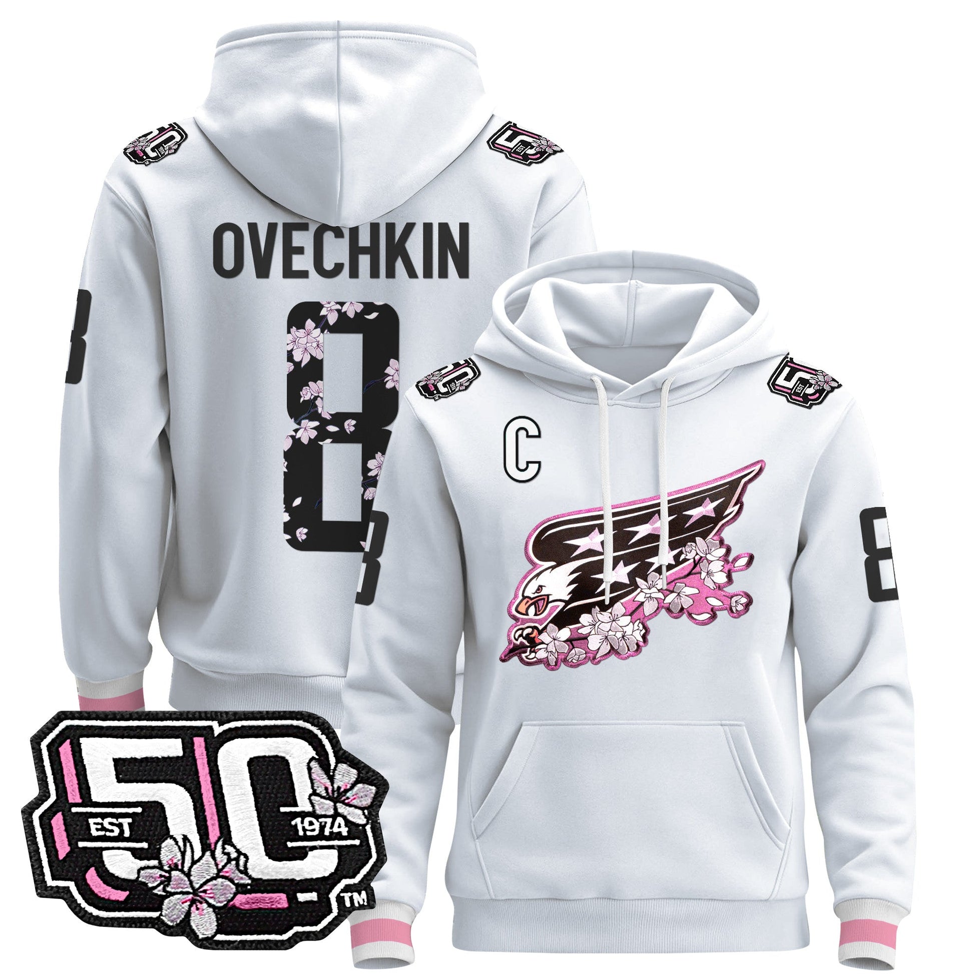 Men's Washington Capitals 50th Anniversary Cherry Blossom Pullover Hoodie - All Stitched