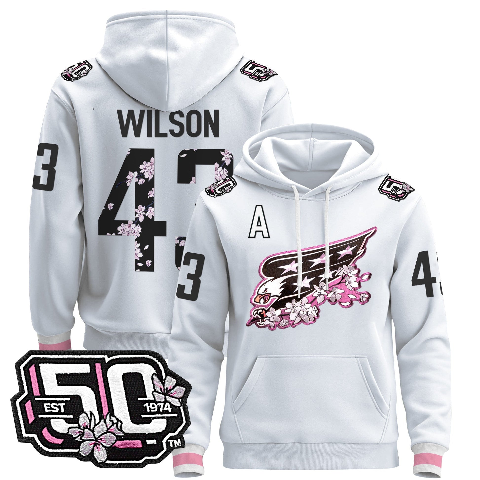 Men's Washington Capitals 50th Anniversary Cherry Blossom Pullover Hoodie - All Stitched