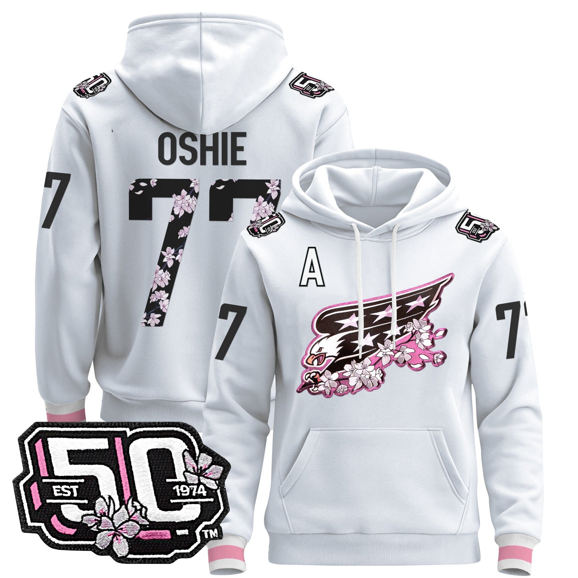 Men's Washington Capitals 50th Anniversary Cherry Blossom Pullover Hoodie - All Stitched