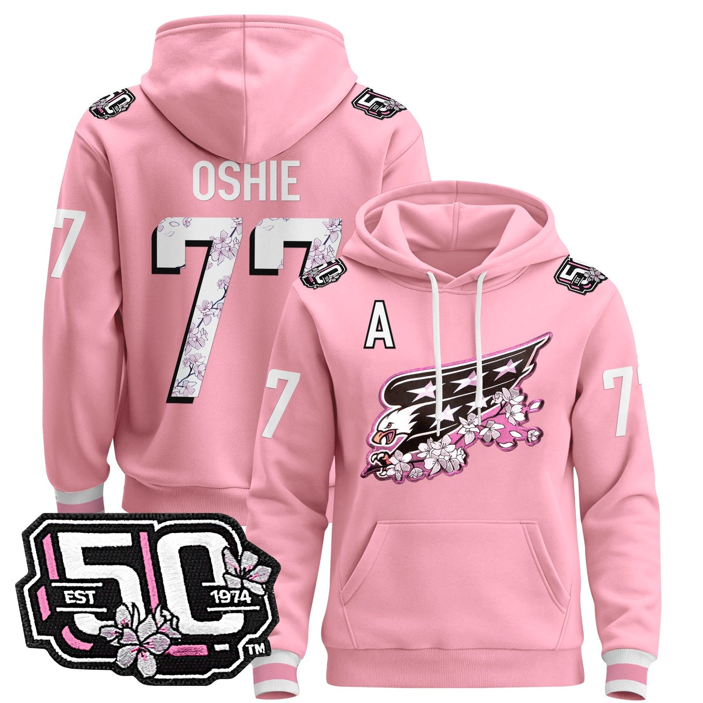 Men's Washington Capitals 50th Anniversary Cherry Blossom Pullover Hoodie - All Stitched