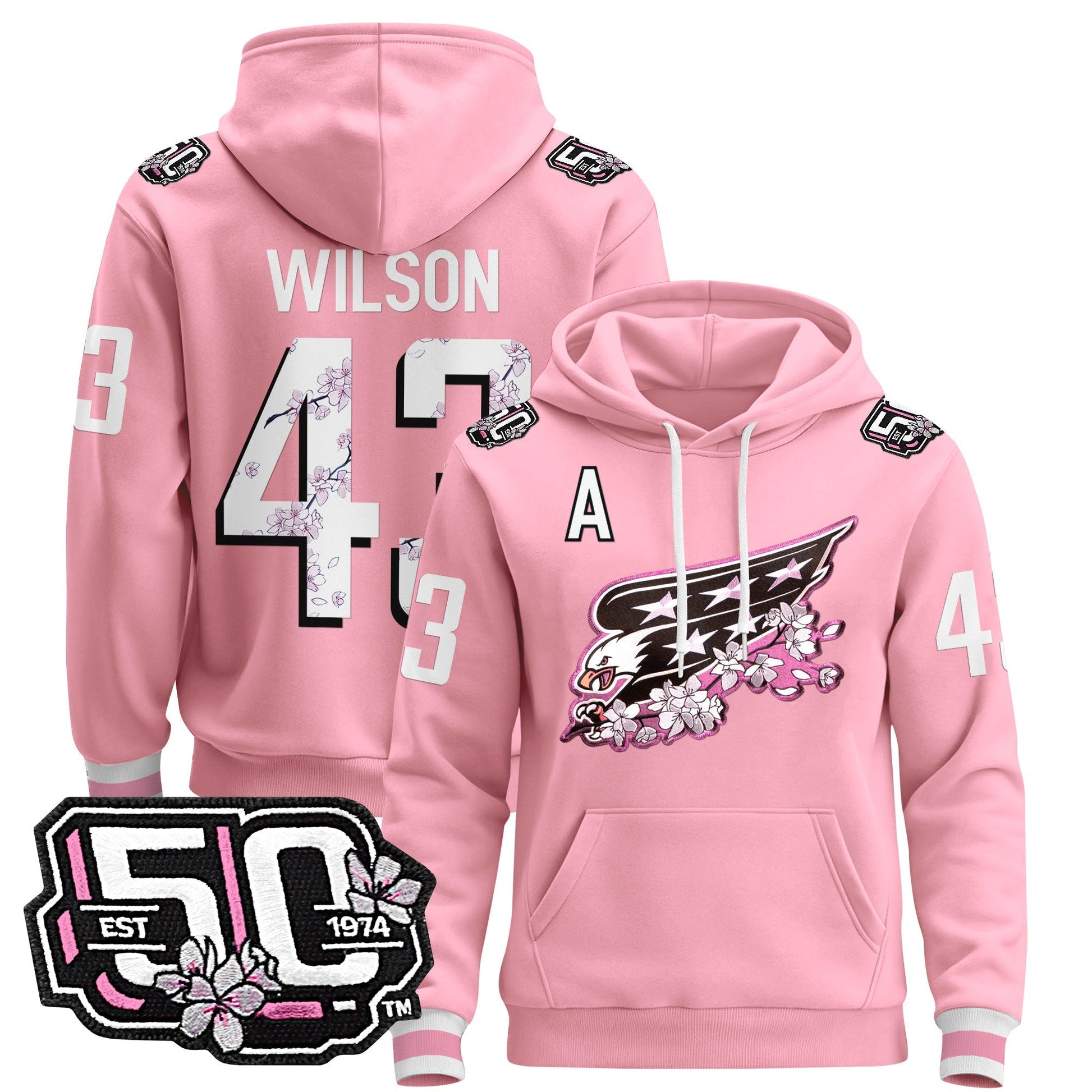 Men's Washington Capitals 50th Anniversary Cherry Blossom Pullover Hoodie - All Stitched