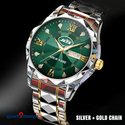 New York Jets - American Football Men Luxury Hand Watch All Team Custom Any Name Gift For Fan - Limited Edition