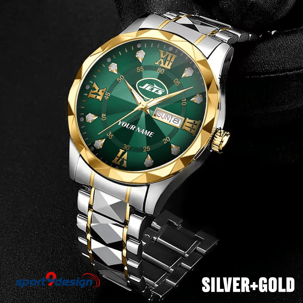 New York Jets - American Football Men Luxury Hand Watch All Team Custom Any Name Gift For Fan - Limited Edition