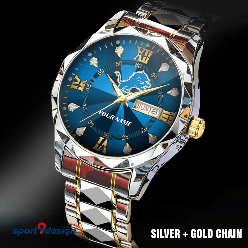 Detroit Lions - American Football Men Luxury Hand Watch All Team Custom Any Name Gift For Fan - Limited Edition