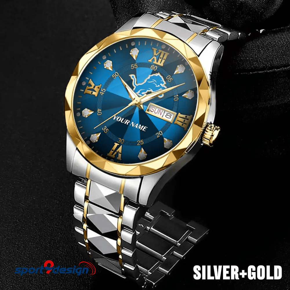 Detroit Lions - American Football Men Luxury Hand Watch All Team Custom Any Name Gift For Fan - Limited Edition
