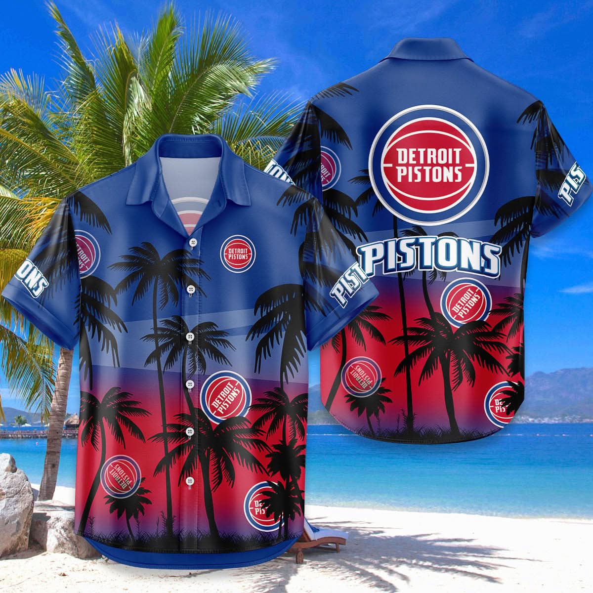 Detroit Pistons Hawaiian Shirt Coconut Tree