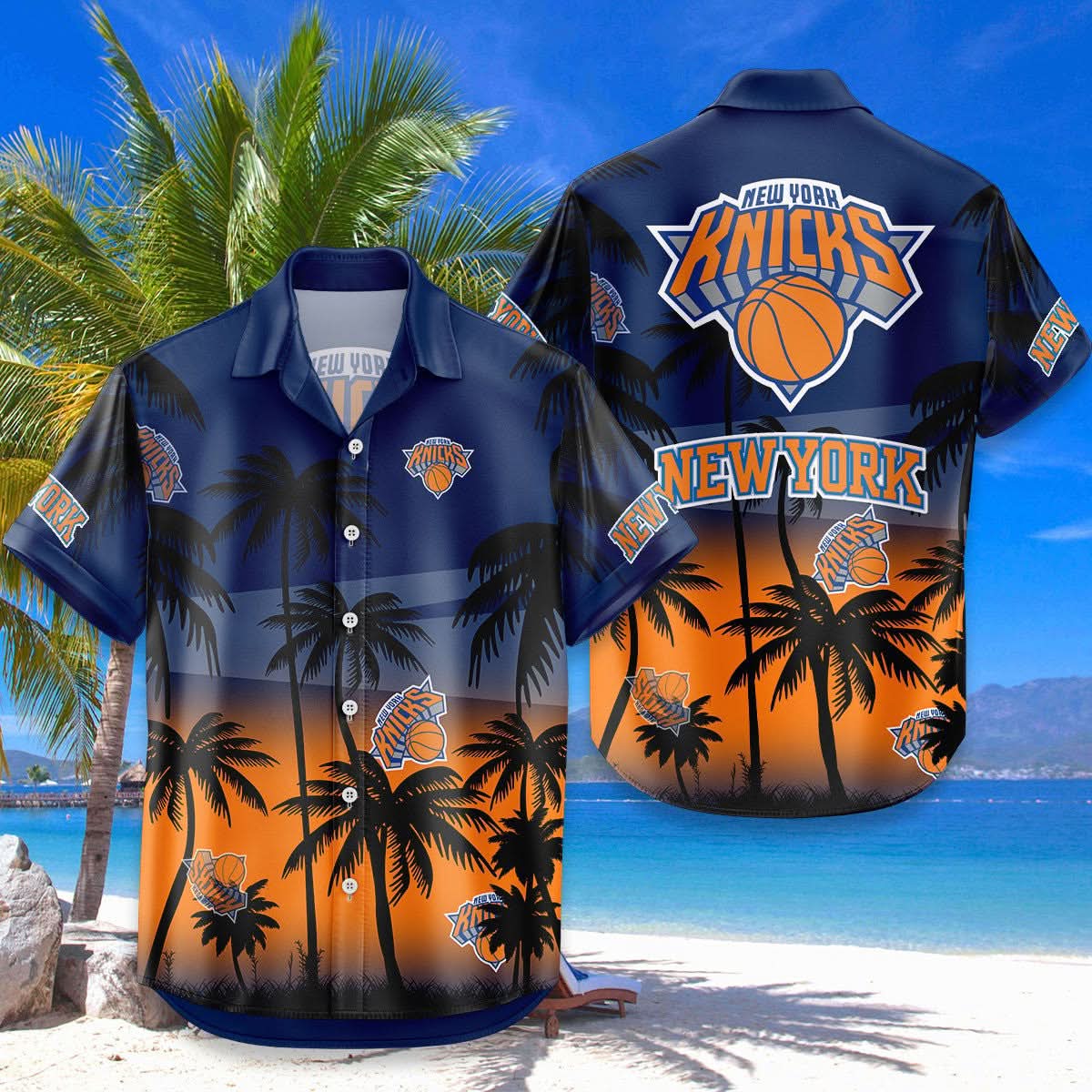 New York Knicks Hawaiian Shirt Coconut Tree