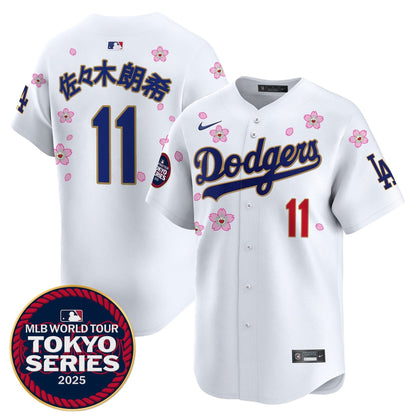 Men's Dodgers Tokyo Series 2025 Gold Trim Vapor Premier Limited Jersey - Stitched