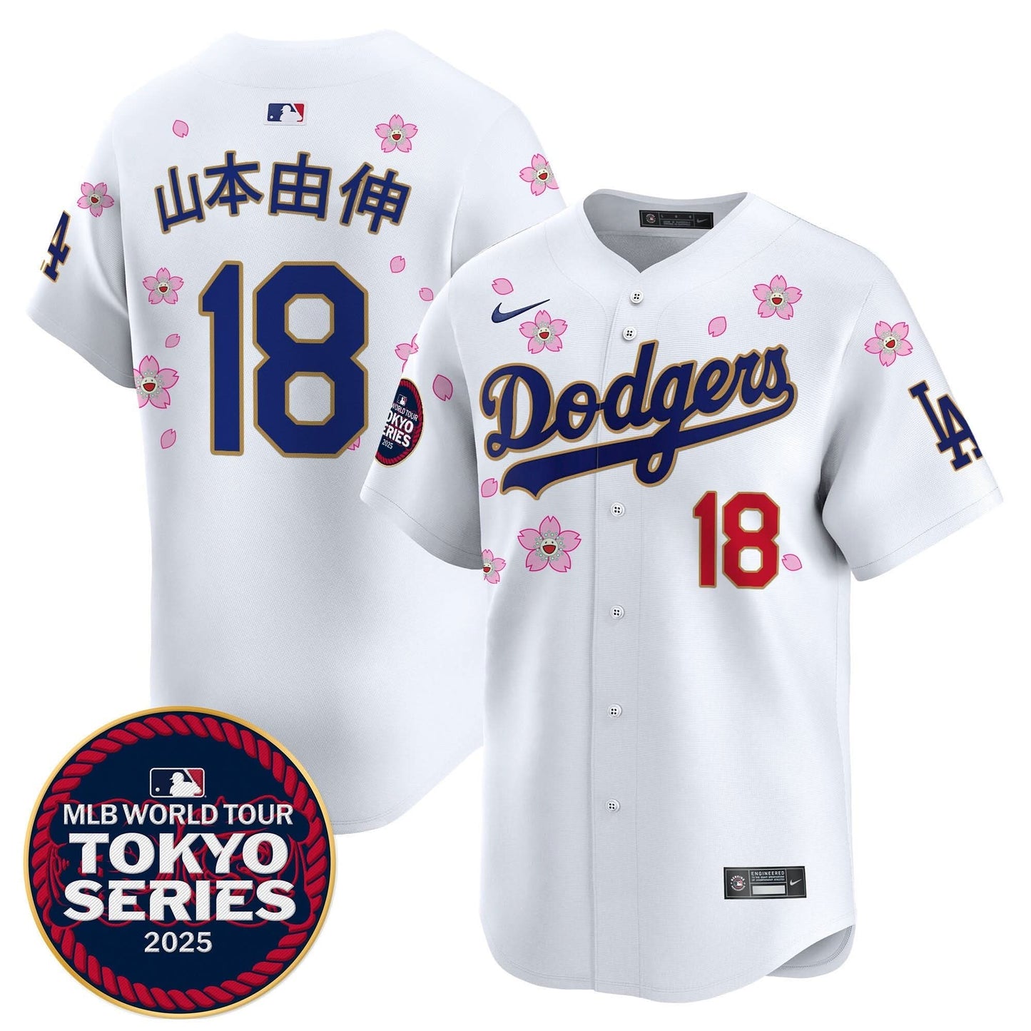 Men's Dodgers Tokyo Series 2025 Gold Trim Vapor Premier Limited Jersey - Stitched