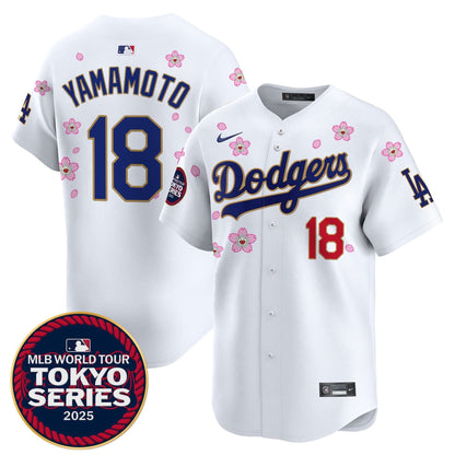 Men's Dodgers Tokyo Series 2025 Gold Trim Vapor Premier Limited Jersey - Stitched