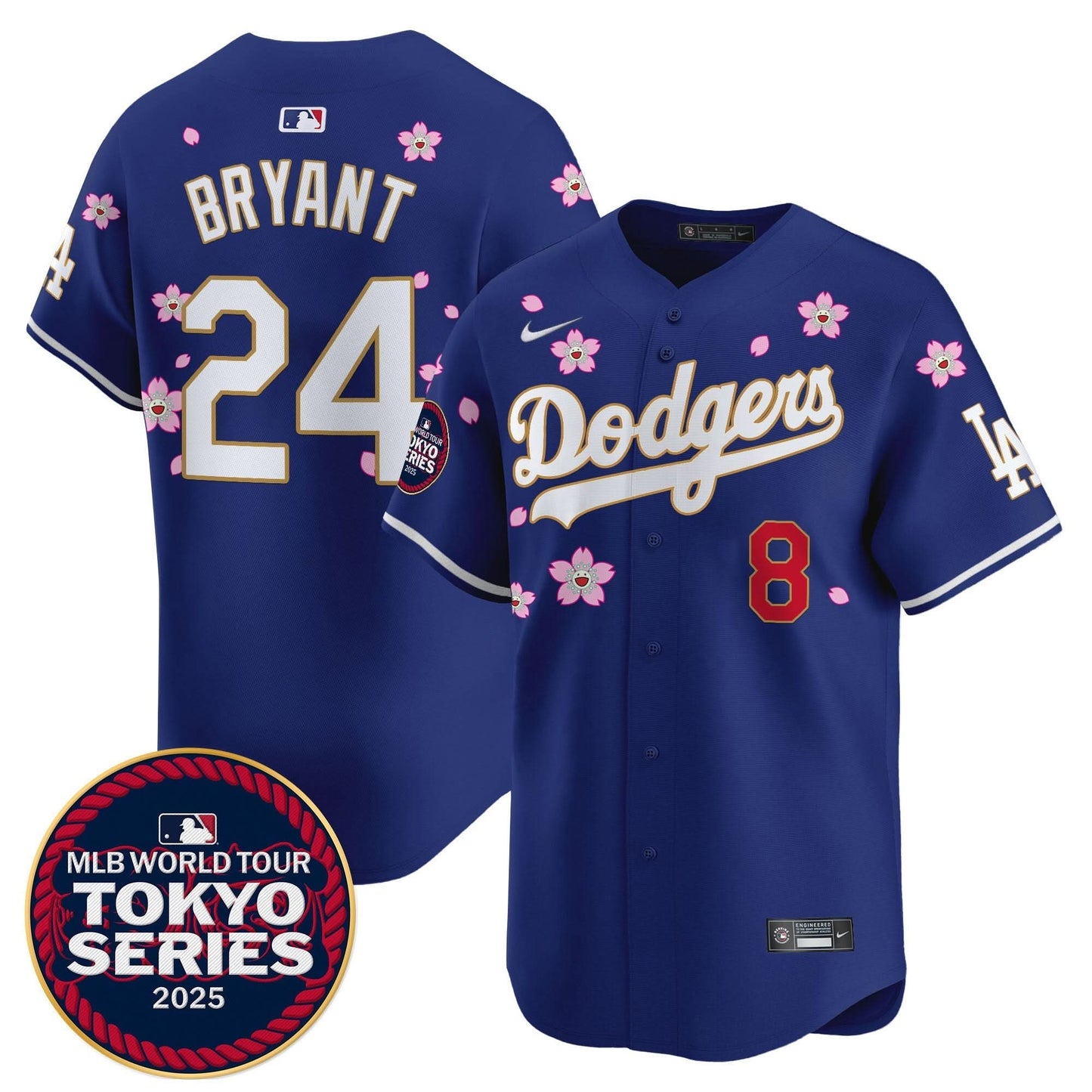 Men's Dodgers Tokyo Series 2025 Gold Trim Vapor Premier Limited Jersey - Stitched