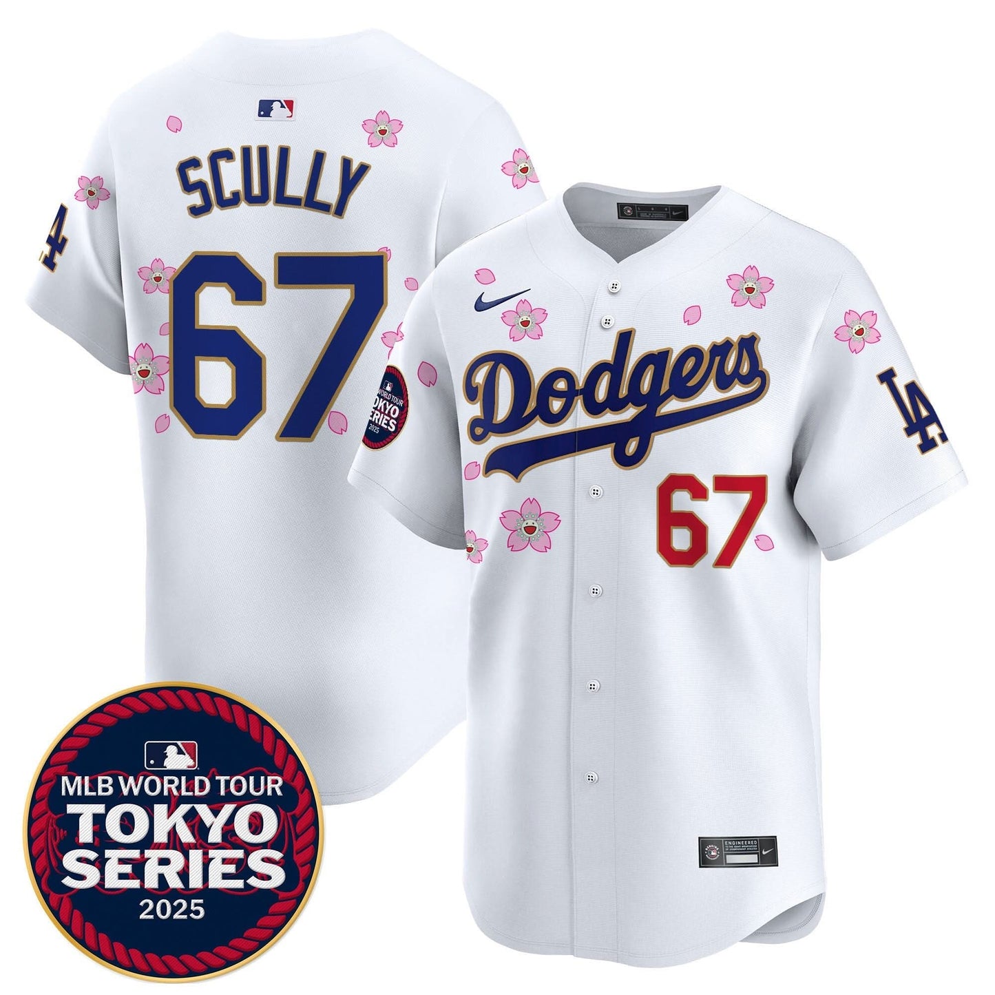 Men's Dodgers Tokyo Series 2025 Gold Trim Vapor Premier Limited Jersey - Stitched