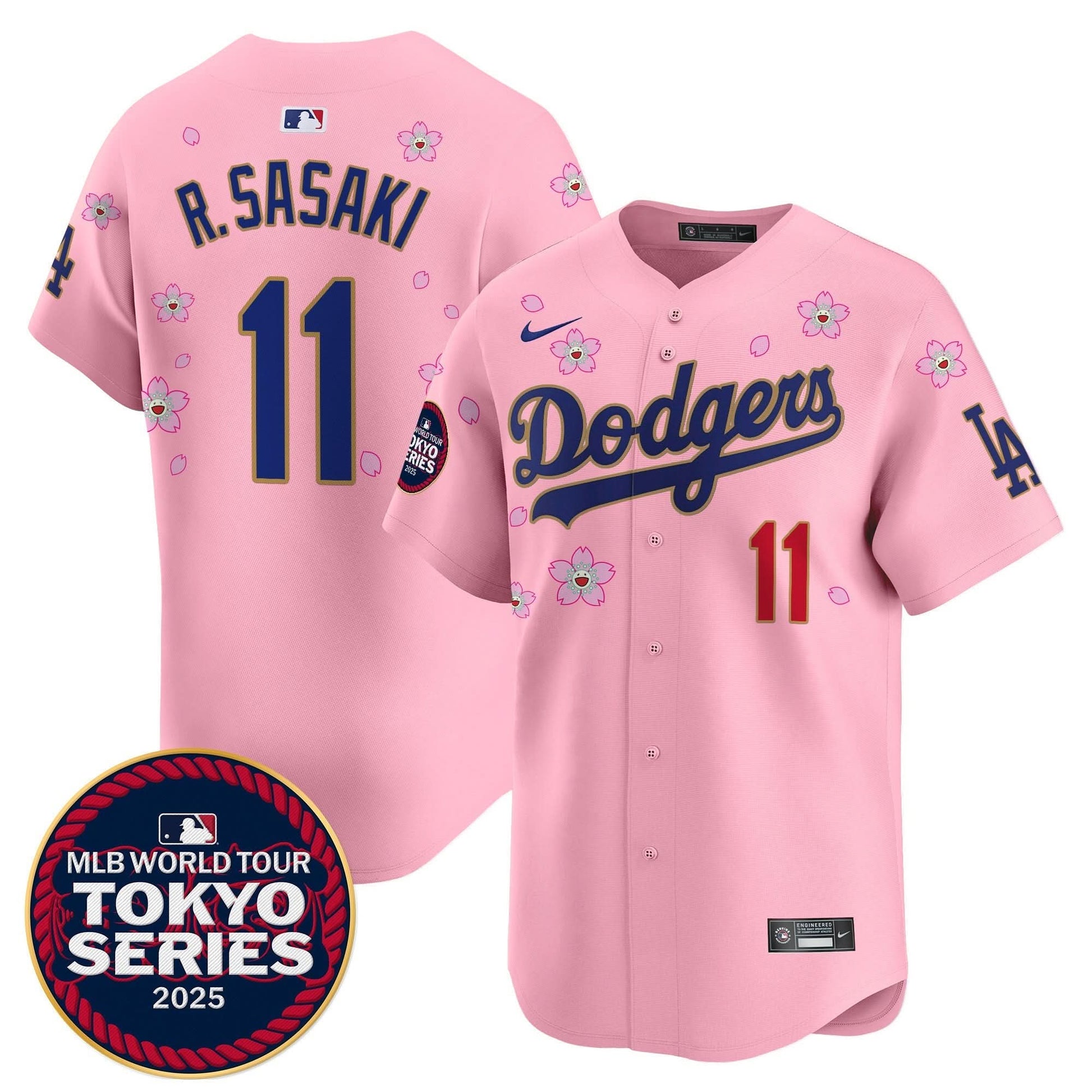 Men's Dodgers Tokyo Series 2025 Gold Trim Vapor Premier Limited Jersey - Stitched