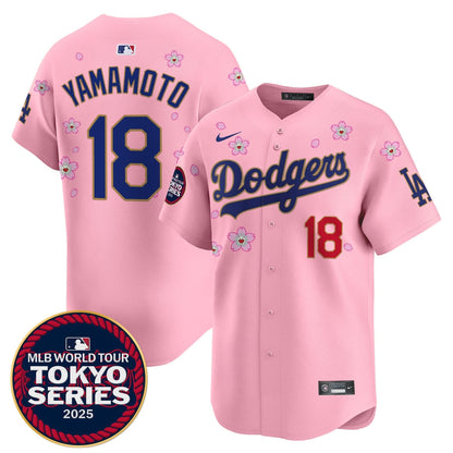 Men's Dodgers Tokyo Series 2025 Gold Trim Vapor Premier Limited Jersey - Stitched
