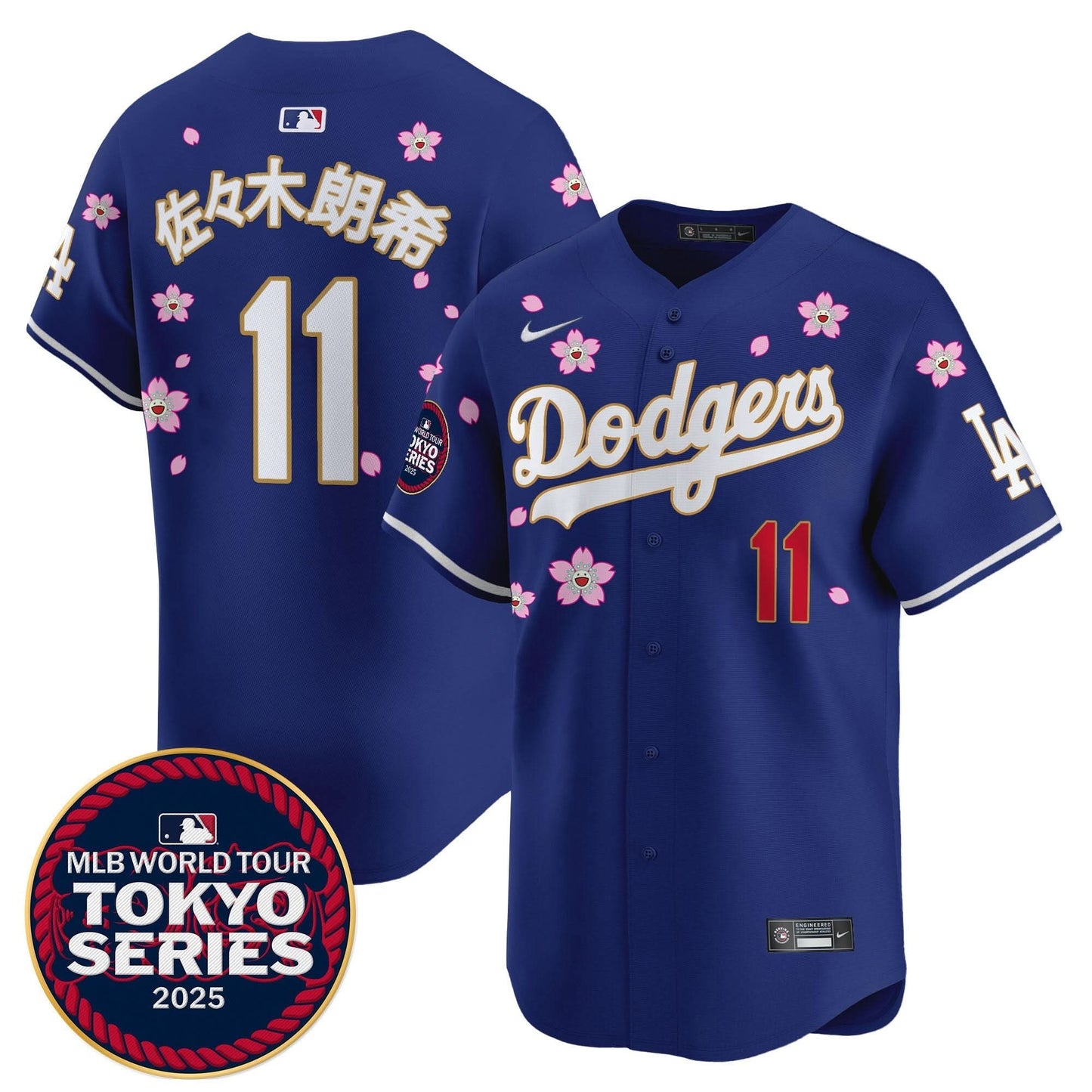 Men's Dodgers Tokyo Series 2025 Gold Trim Vapor Premier Limited Jersey - Stitched