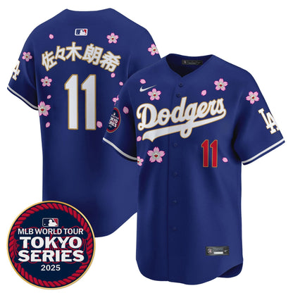 Men's Dodgers Tokyo Series 2025 Gold Trim Vapor Premier Limited Jersey - Stitched