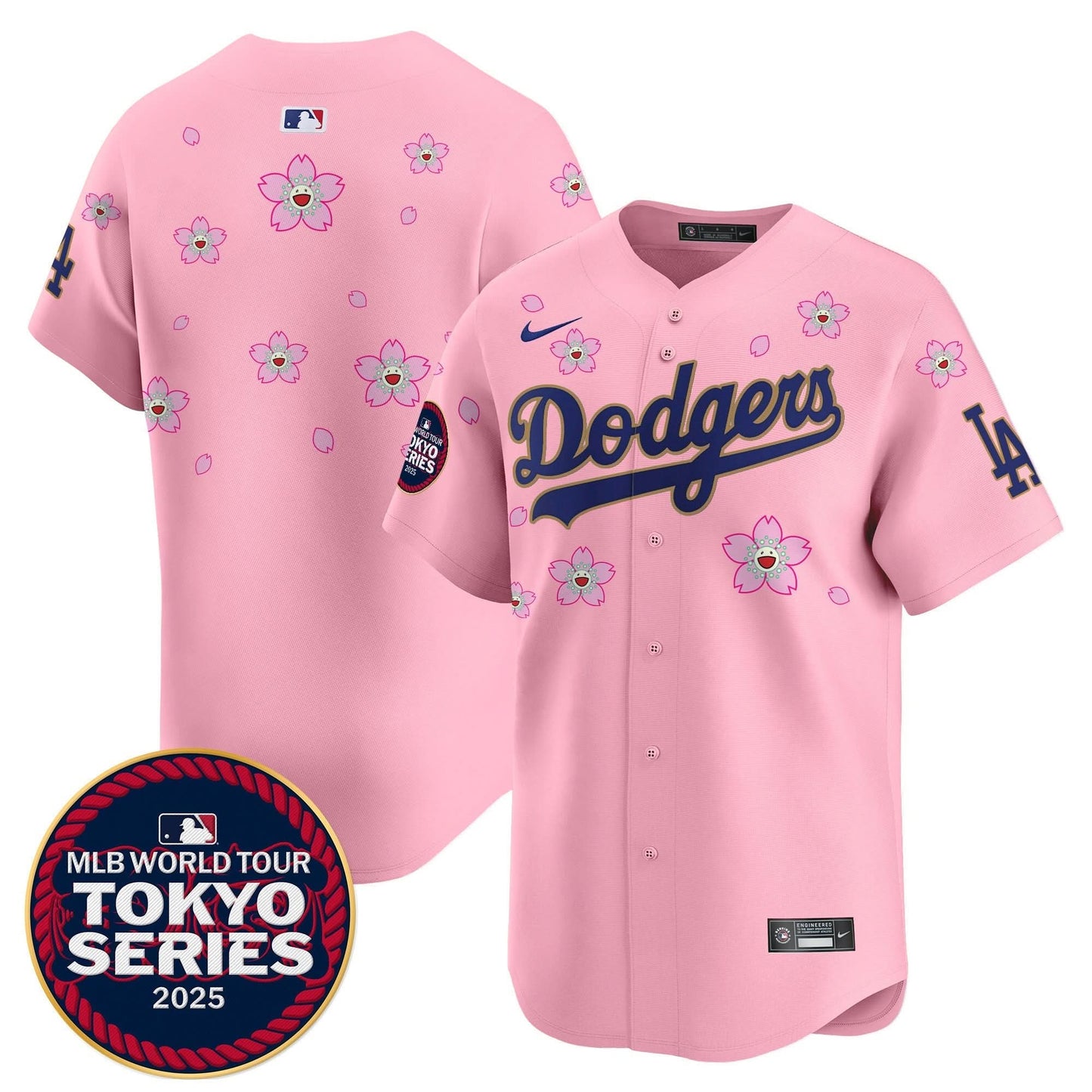Men's Dodgers Tokyo Series 2025 Gold Trim Vapor Premier Limited Jersey - Stitched