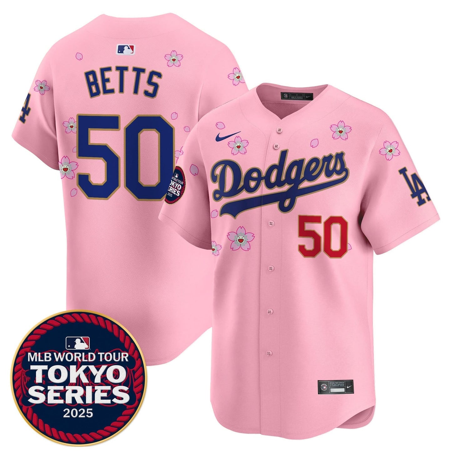 Men's Dodgers Tokyo Series 2025 Gold Trim Vapor Premier Limited Jersey - Stitched