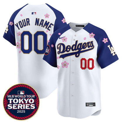 Dodgers Tokyo Series 2025 Gold Trim Vapor Premier Limited Custom Jersey - Stitched