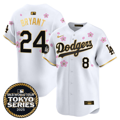 Men's Dodgers Tokyo Series 2025 Gold Trim Vapor Premier Limited Jersey V2 - Stitched