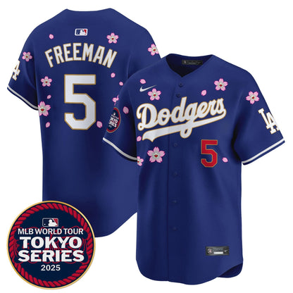 Men's Dodgers Tokyo Series 2025 Gold Trim Vapor Premier Limited Jersey V2 - Stitched