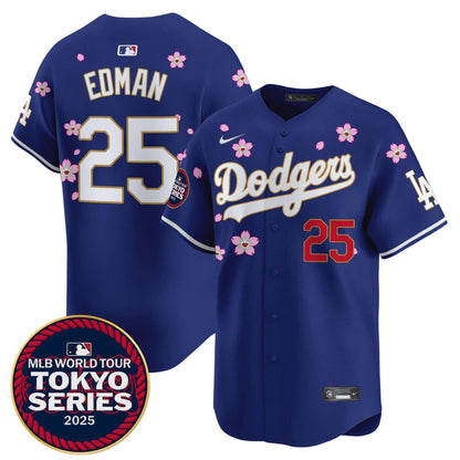 Men's Dodgers Tokyo Series 2025 Gold Trim Vapor Premier Limited Jersey V2 - Stitched