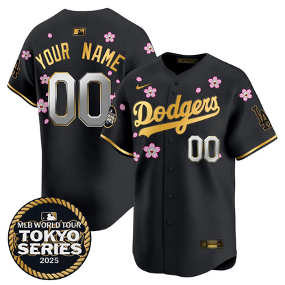 Dodgers Tokyo Series 2025 Gold Trim Vapor Premier Limited Custom Jersey V2 - Stitched