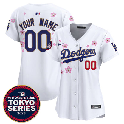 Dodgers Tokyo Series 2025 Gold Trim Vapor Premier Limited Custom Jersey V2 - Stitched