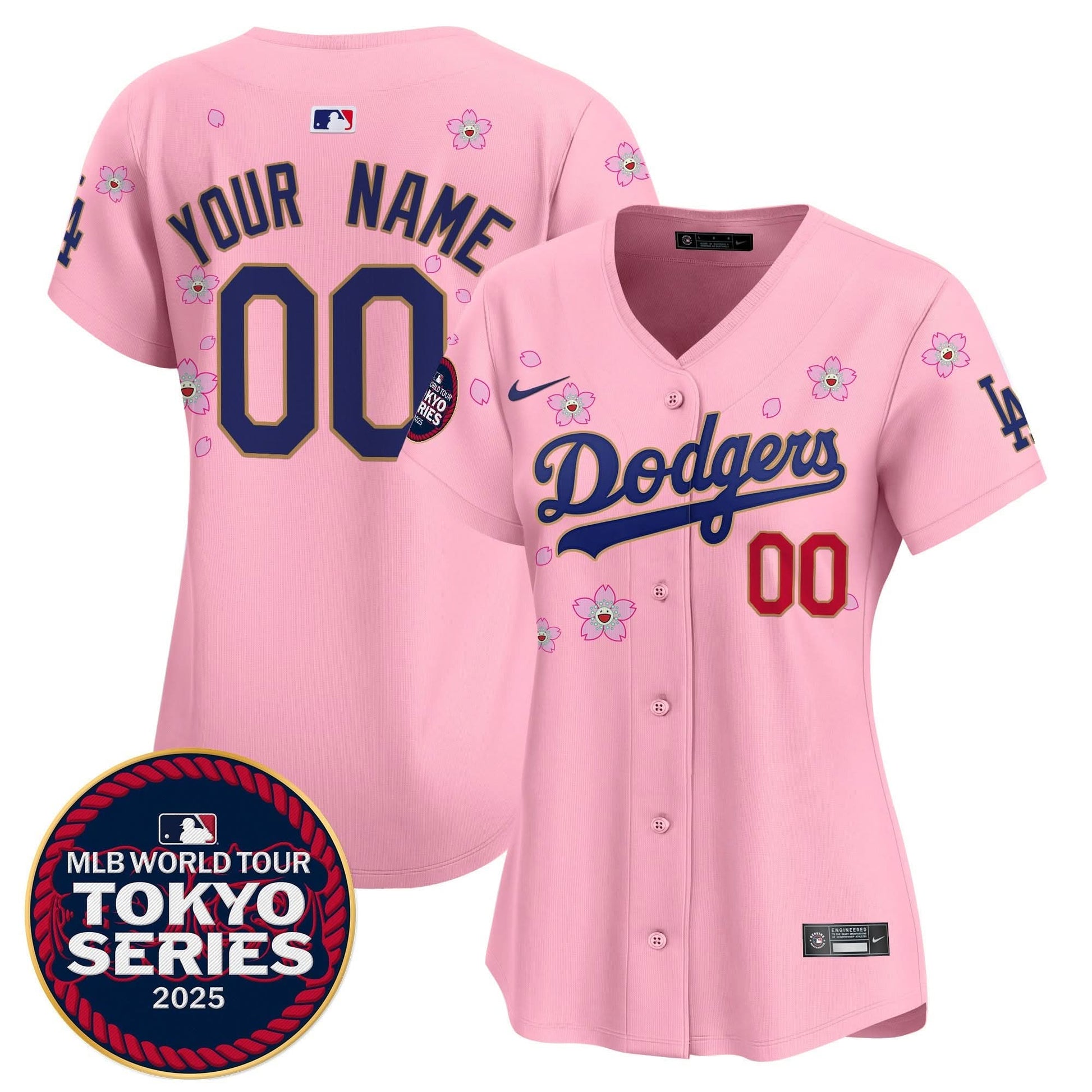 Dodgers Tokyo Series 2025 Gold Trim Vapor Premier Limited Custom Jersey - Stitched