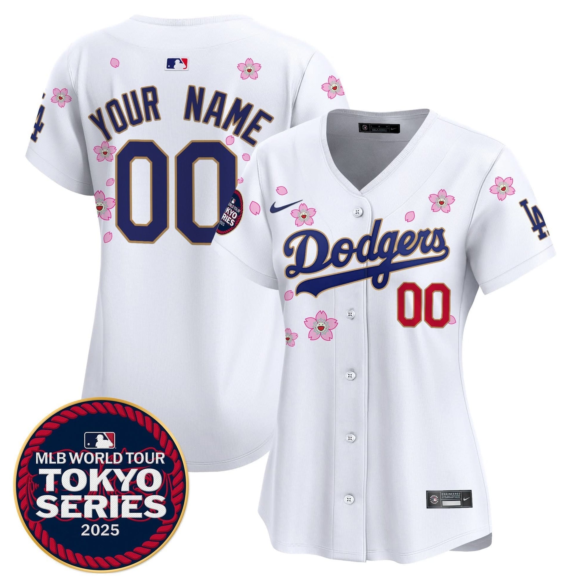 Dodgers Tokyo Series 2025 Gold Trim Vapor Premier Limited Custom Jersey - Stitched