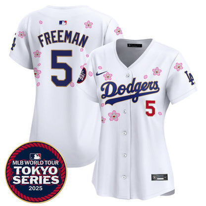 Women's Dodgers Tokyo Series 2025 Gold Trim Vapor Premier Limited Jersey V2 - Stitched